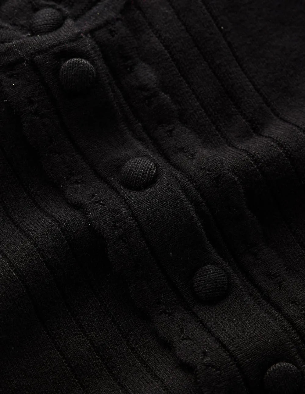 Angela Cotton Scallop Sweater-Black