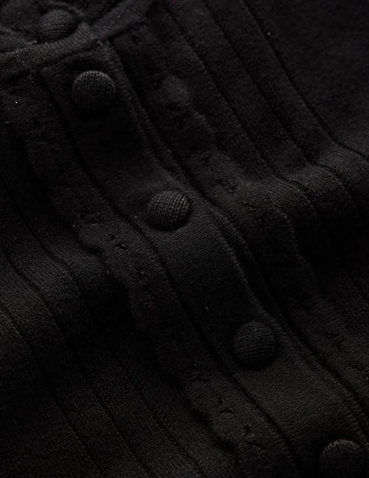 Angela Cotton Scallop Sweater-Black