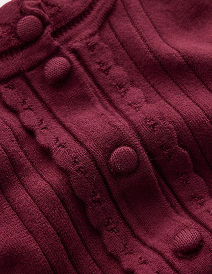 Angela Cotton Scallop Cardigan-Deep Wisteria