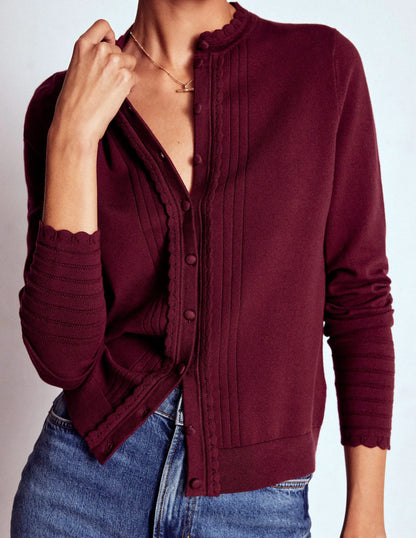 Angela Cotton Scallop Cardigan-Deep Wisteria