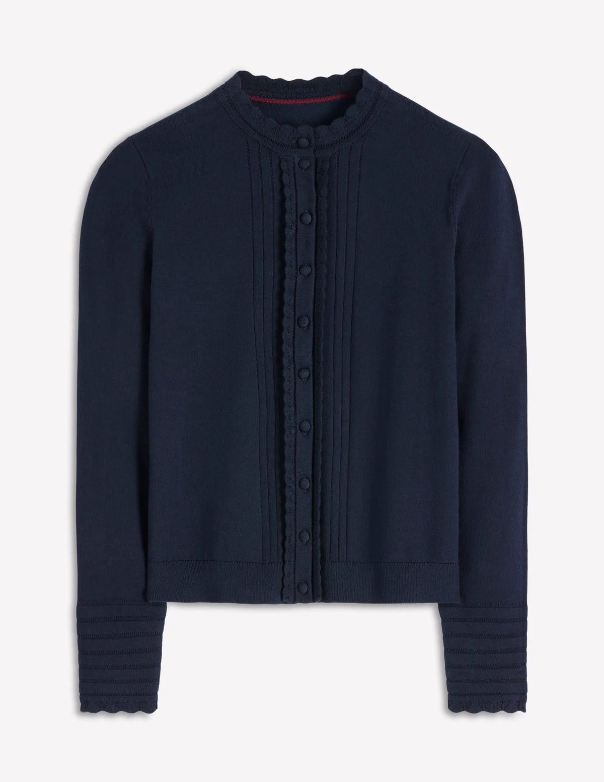 Angela Cotton Scallop Cardigan-Navy