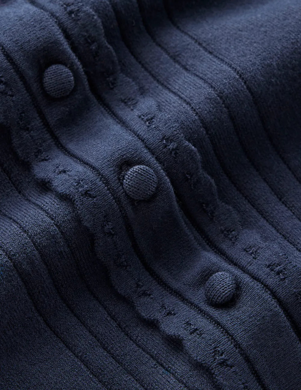 Angela Cotton Scallop Cardigan-Navy