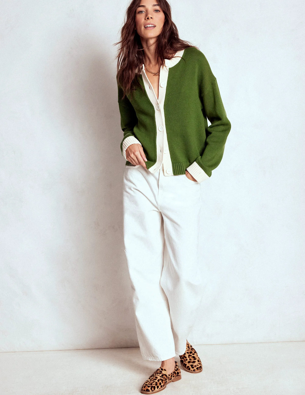 Jemma Chunky Cotton Cardigan-Promenade Green