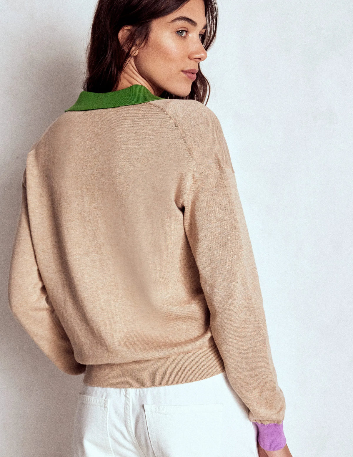 Lara Cotton Henley Jumper-Chinchilla Melange