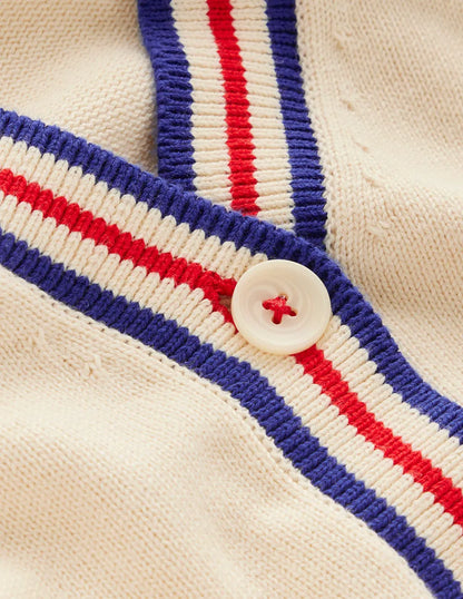Long Cotton V-neck Cardigan-Warm Ivory