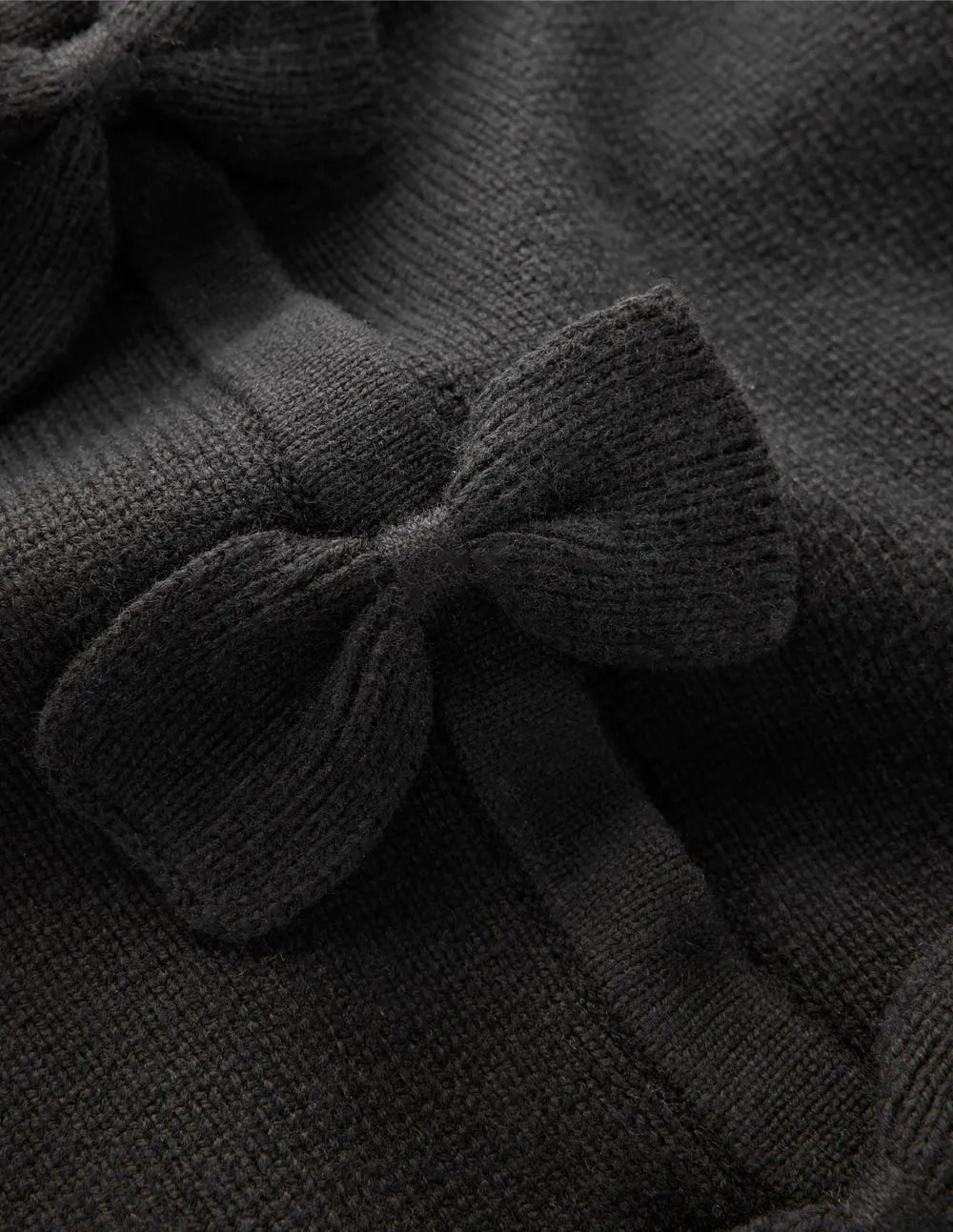 Knitted Bow Cardigan-Black