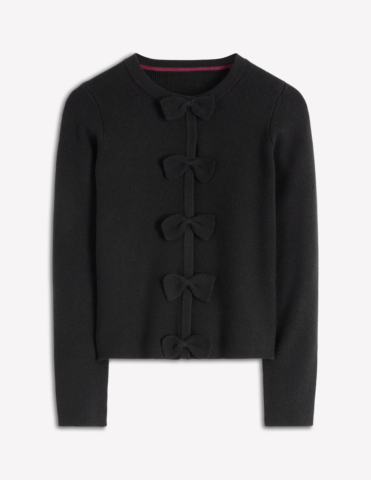 Knitted Bow Cardigan-Black
