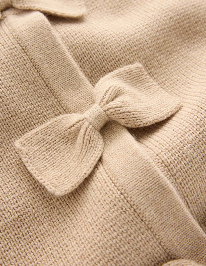 Knitted Bow Cardigan-Chinchilla Melange