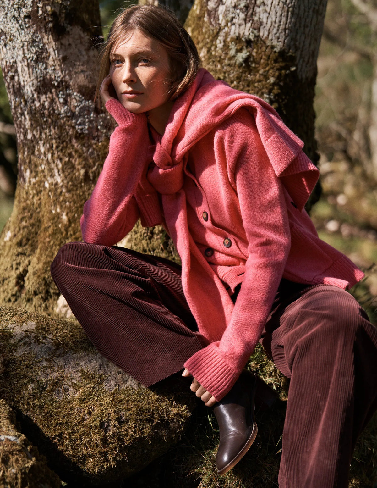 Marion Merino Cardigan-Rose Pink