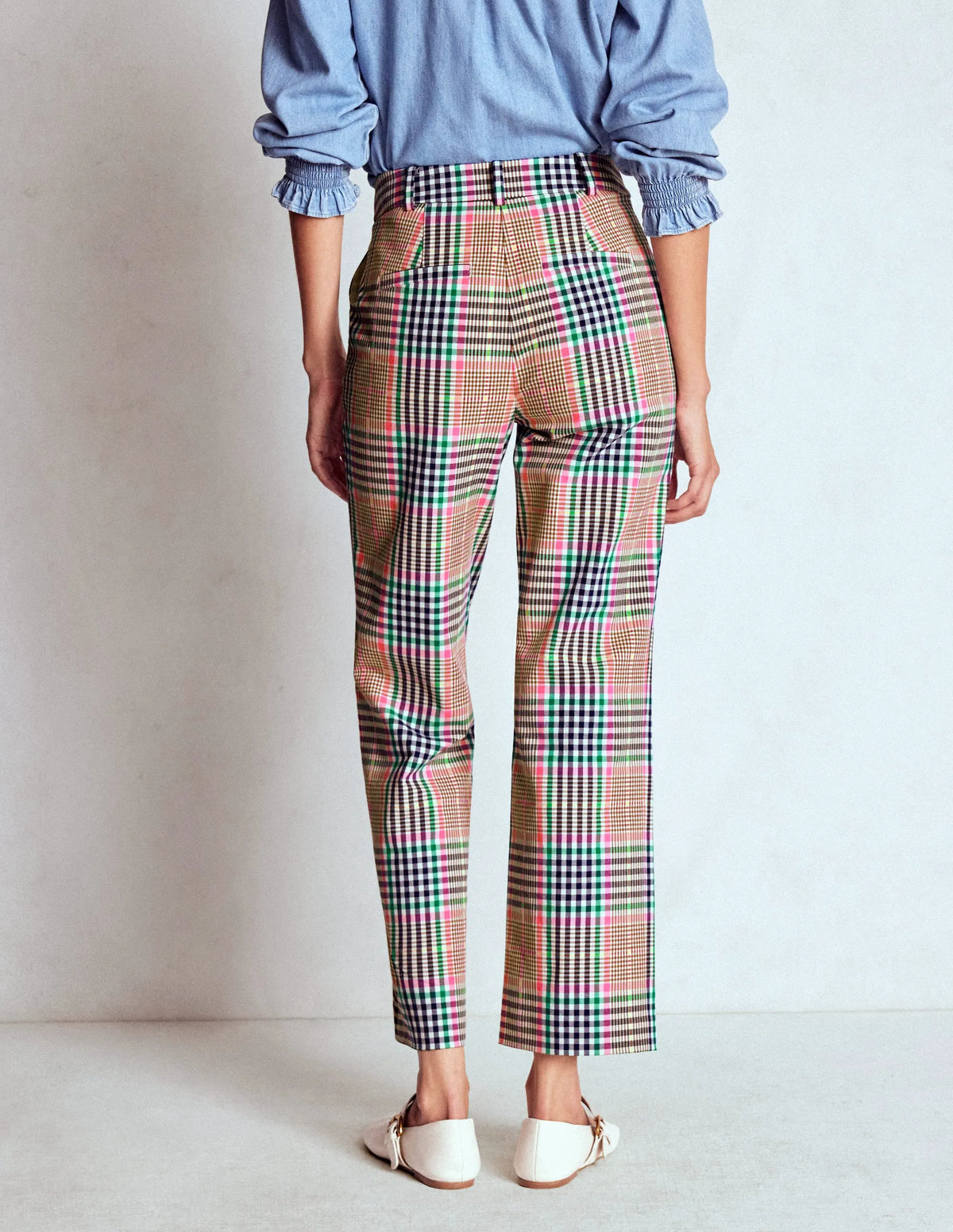 Canonbury Tailored Pants-Brown,Rose Pink and Navy Check