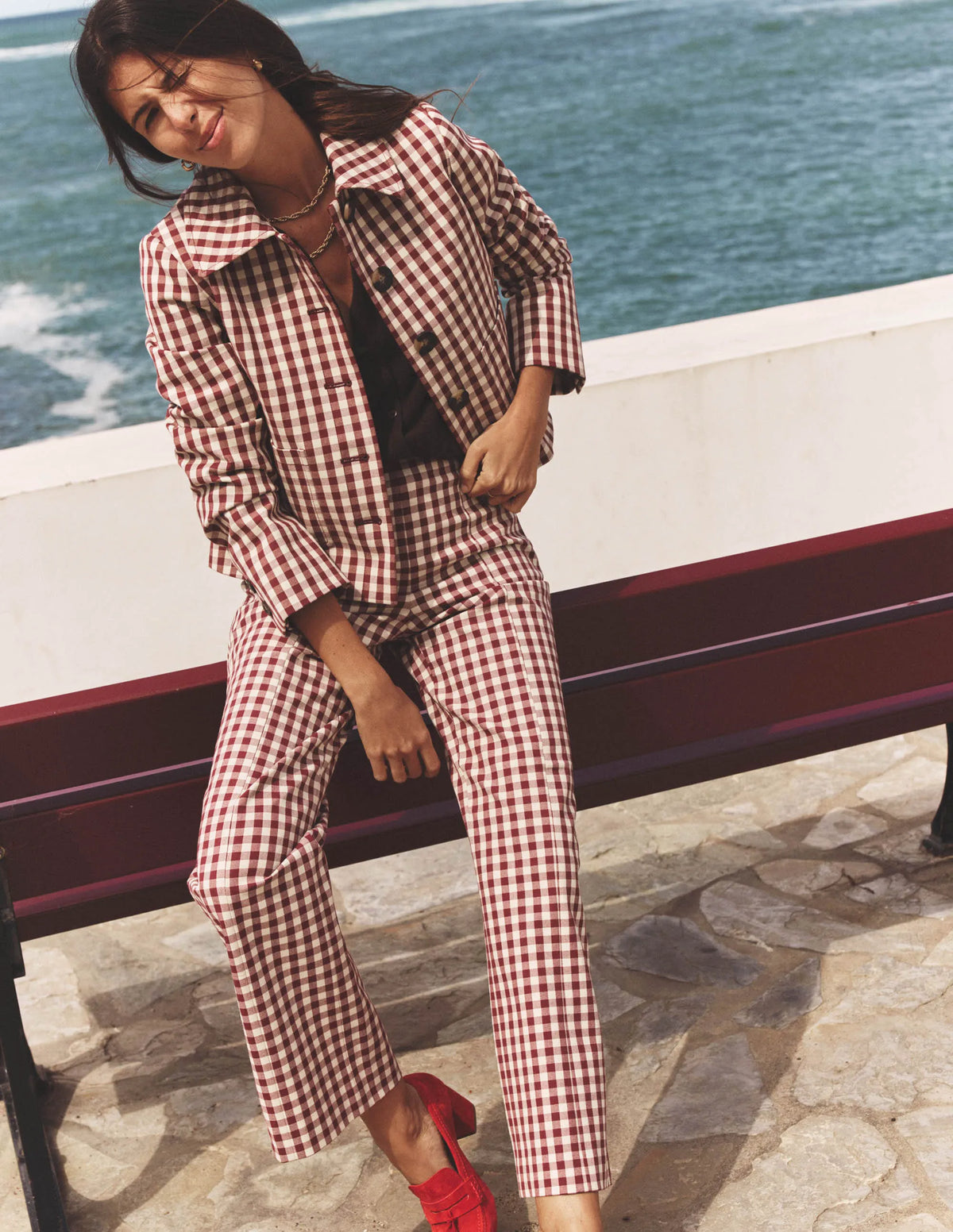 Smart 7/8 Pants-Chestnut Gingham
