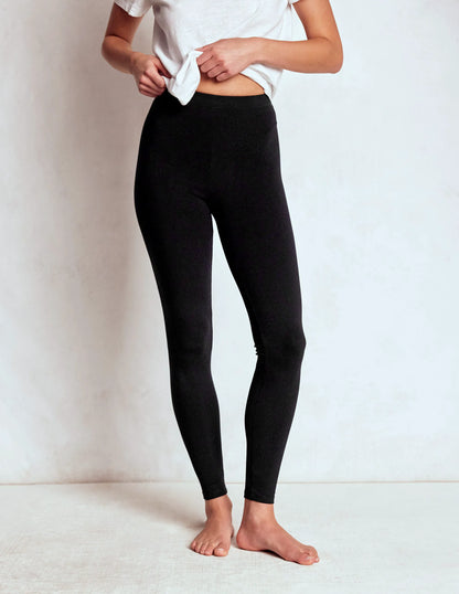 High Rise Jersey Leggings-Black