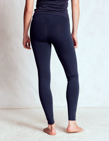 High Rise Jersey Leggings-Navy