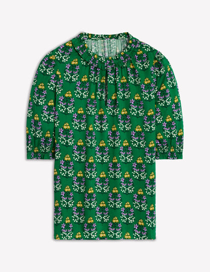 Ria Short Sleeve Top-Emerald, Wildflower Bouquet