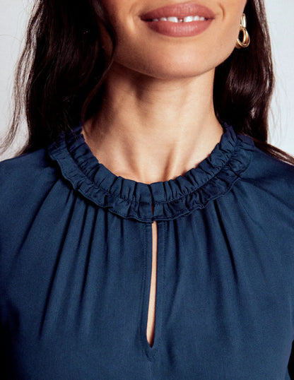 Ria Short Sleeve Top-Navy