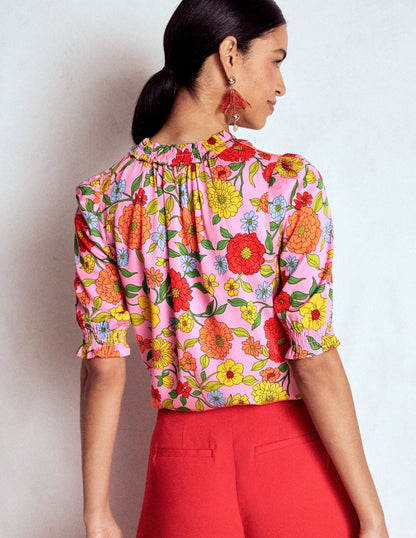Ria Short Sleeve Top-Rose Bloom, Dahlia Trial