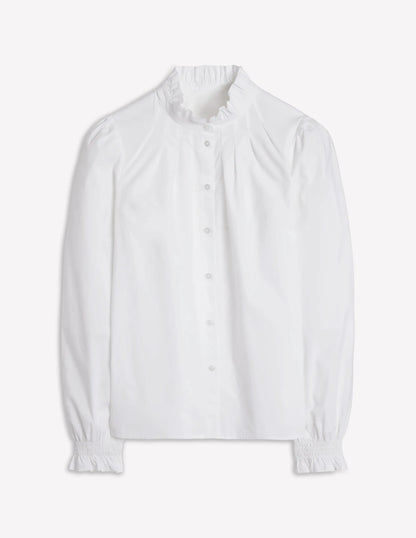 Lorna Pleated Cotton Top-White