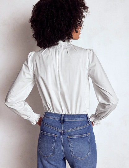 Lorna Pleated Cotton Top-White