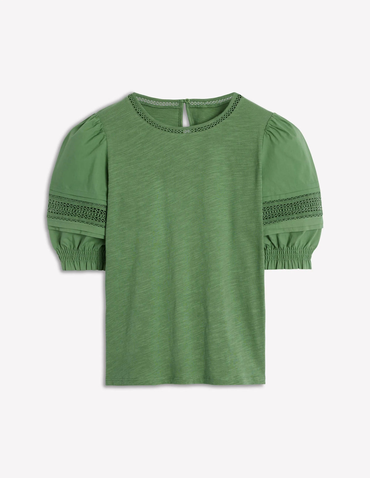 Lottie Puff Sleeve Top-Newt Green