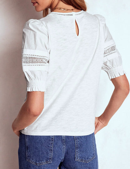 Lottie Puff Sleeve Top-White