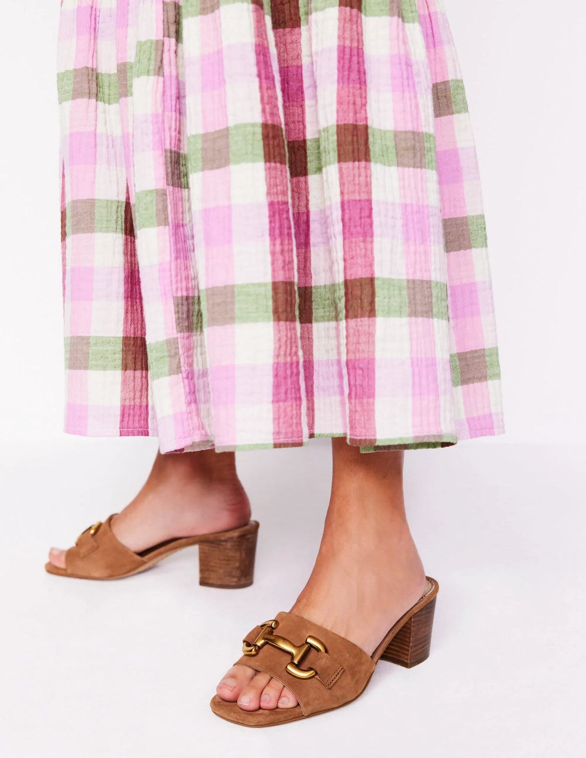 Iris Snaffle Heeled Mules-Tan
