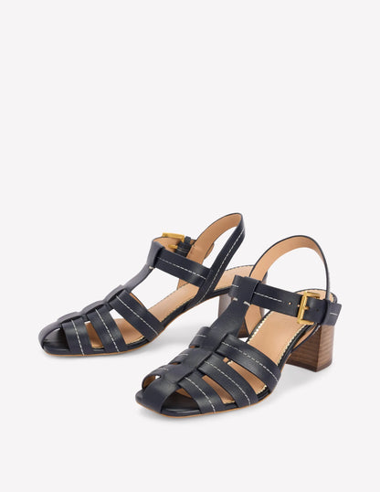 Low Block Fisherman Sandals-Navy