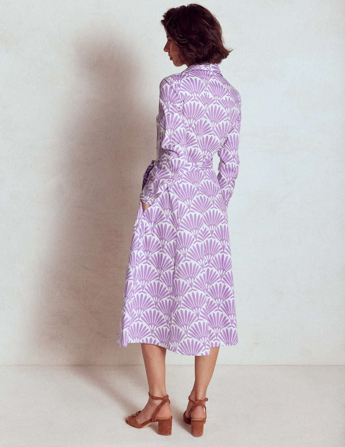 Amy Cotton Midi Shirt Dress-Pretty Violet, Deco Palm