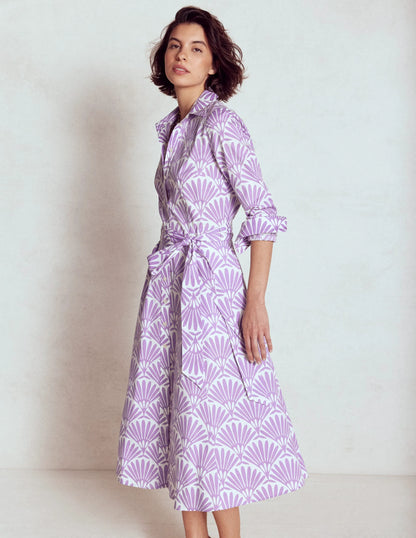 Amy Cotton Midi Shirt Dress-Pretty Violet, Deco Palm