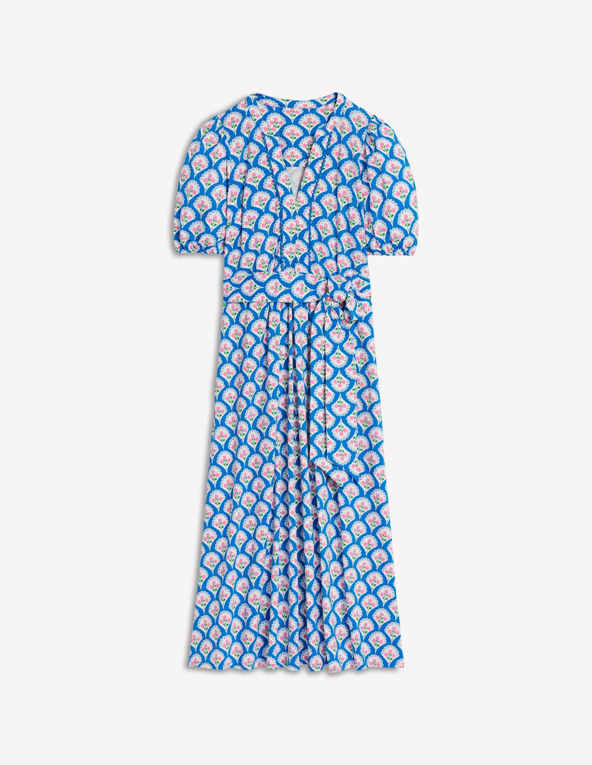 Sofia Trim Jersey Midi Dress-Bright Blue, Blossom Terrace