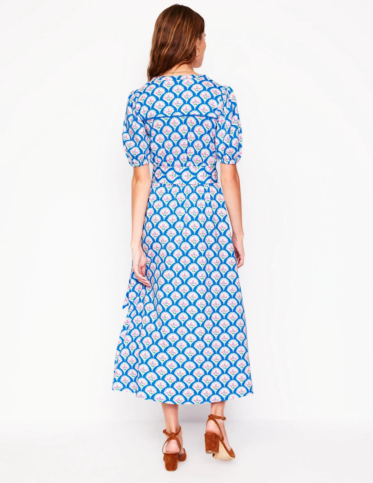 Sofia Trim Jersey Midi Dress-Bright Blue, Blossom Terrace