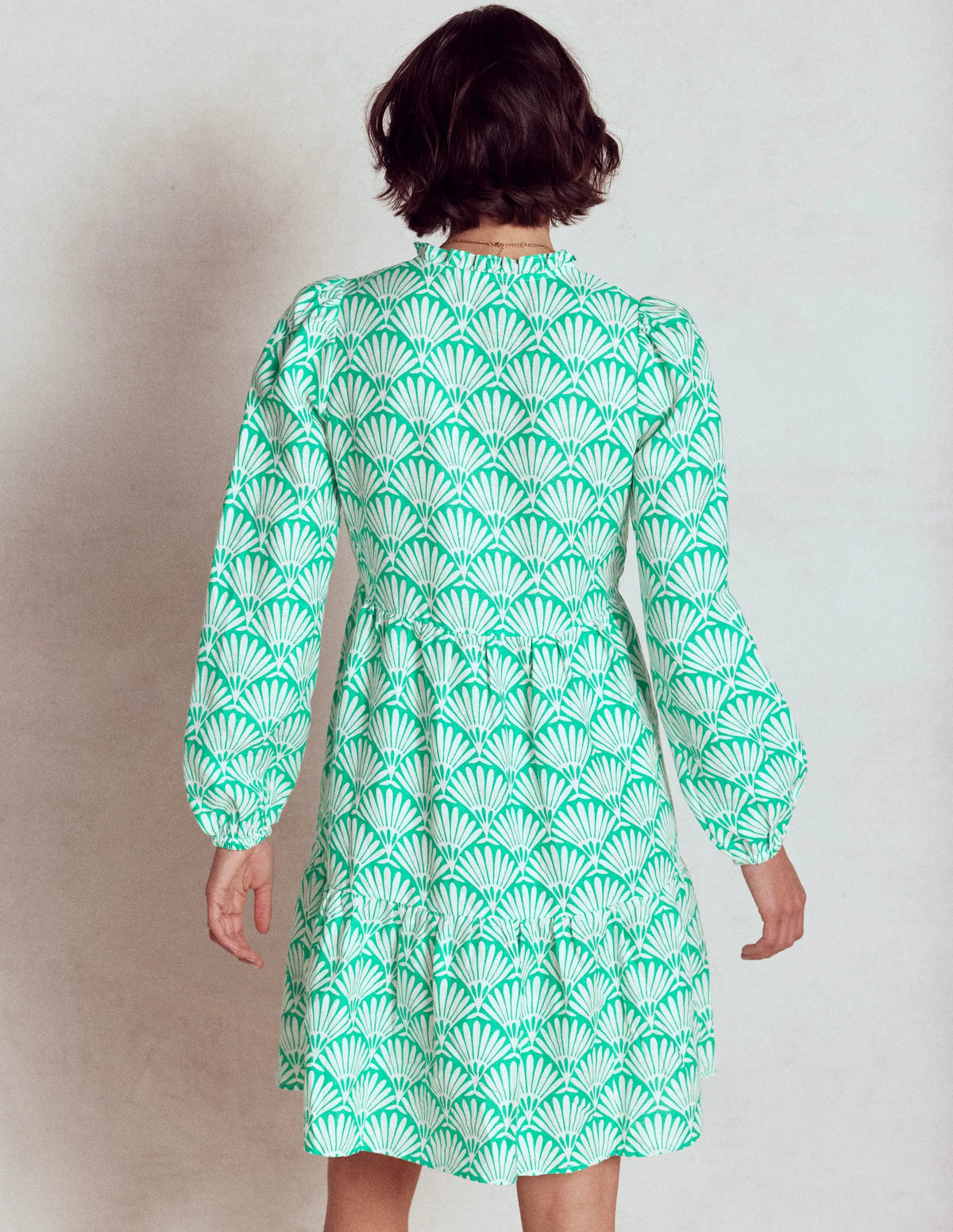 Esme Linen Mini Dress-Aquamarine Blue, Deco Palm