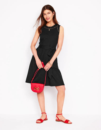 Mila Trim Short Jersey Dress-Black