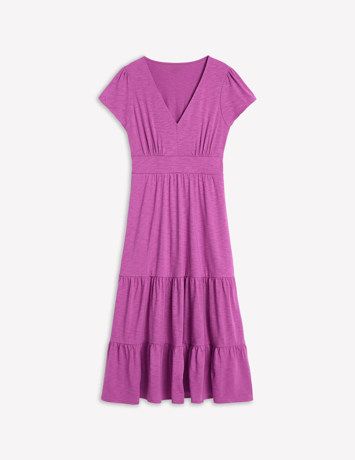 Eloise Tiered Jersey Dress-Foxglove Purple