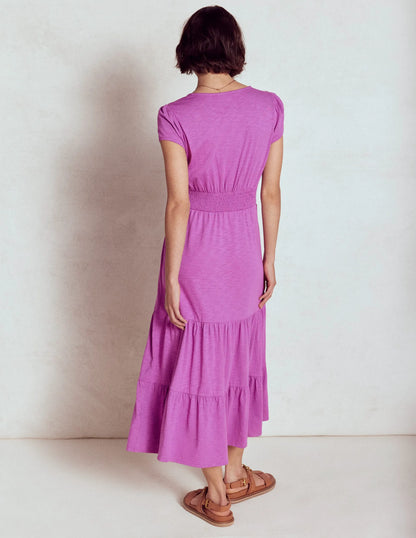 Eloise Tiered Jersey Dress-Foxglove Purple