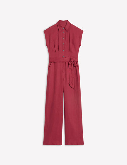 Colette Linen Jumpsuit-Terracotta Red