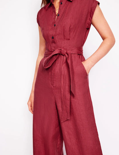 Colette Linen Jumpsuit-Terracotta Red
