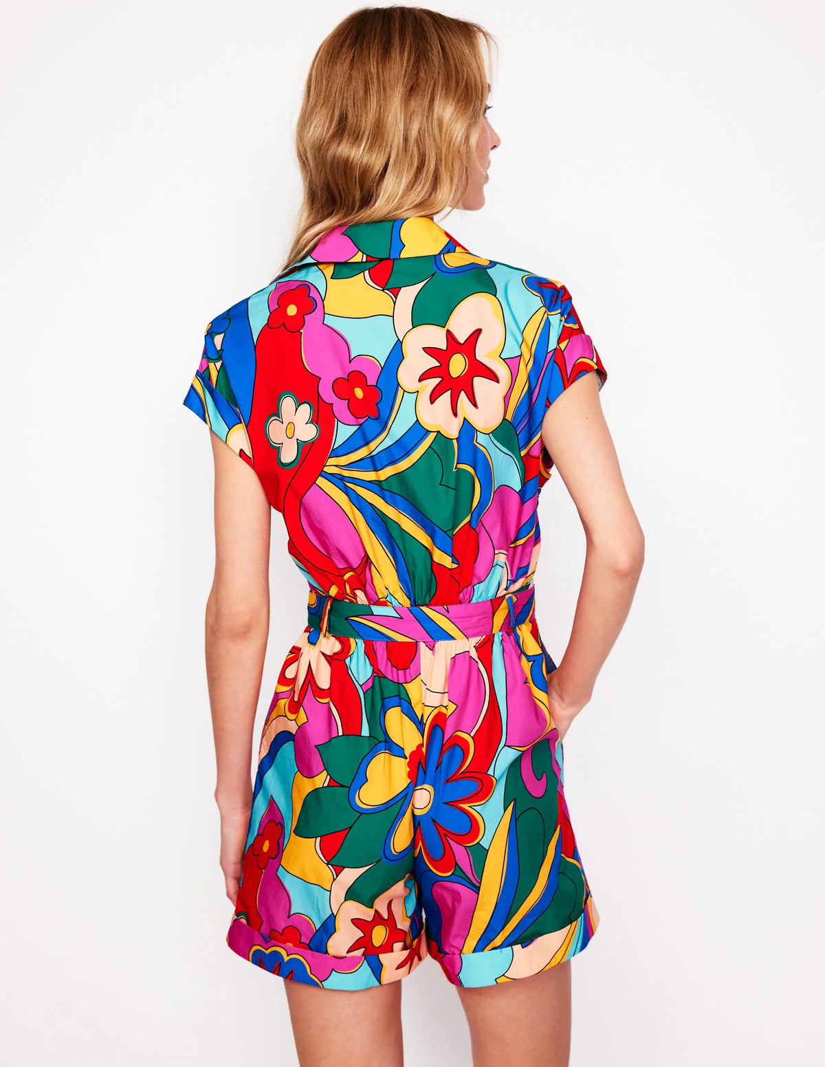 Casual Cotton Playsuit-Multi, Blossomy Pop