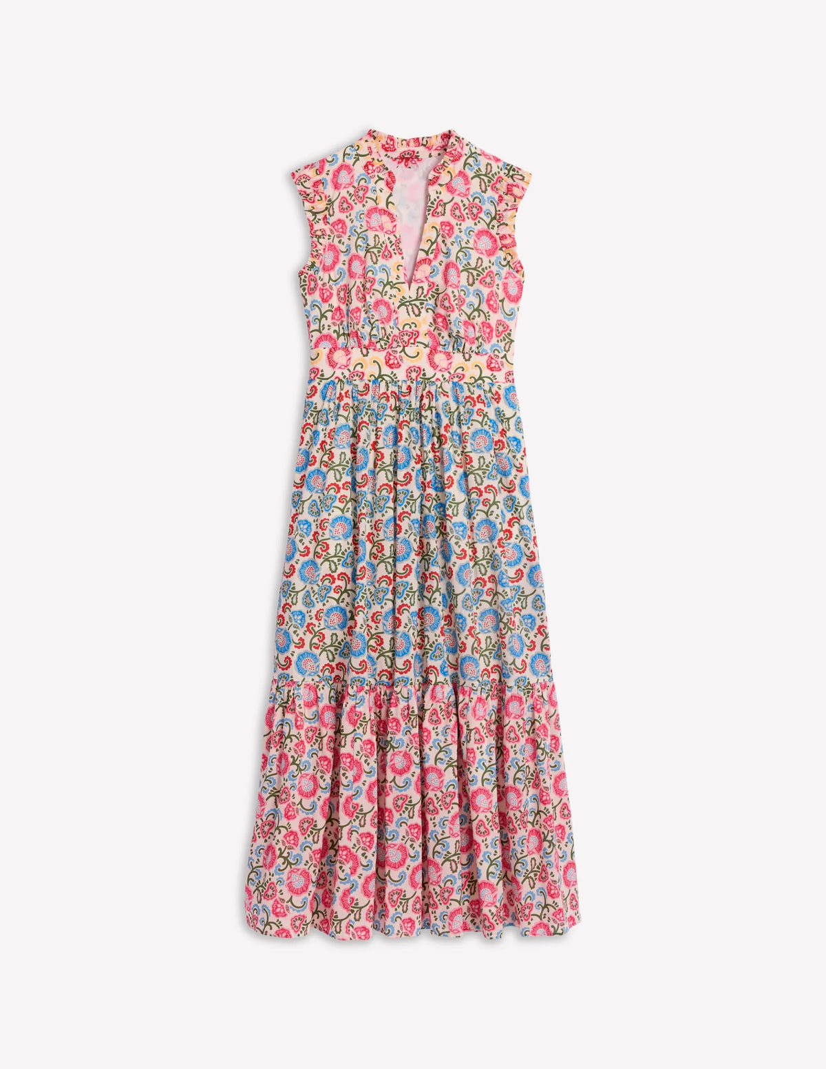 Wren Tiered Midi Dress-Ivory, Garden Vine