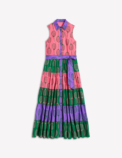 Multi Tiered Shirt Dress-Multi, Tennis