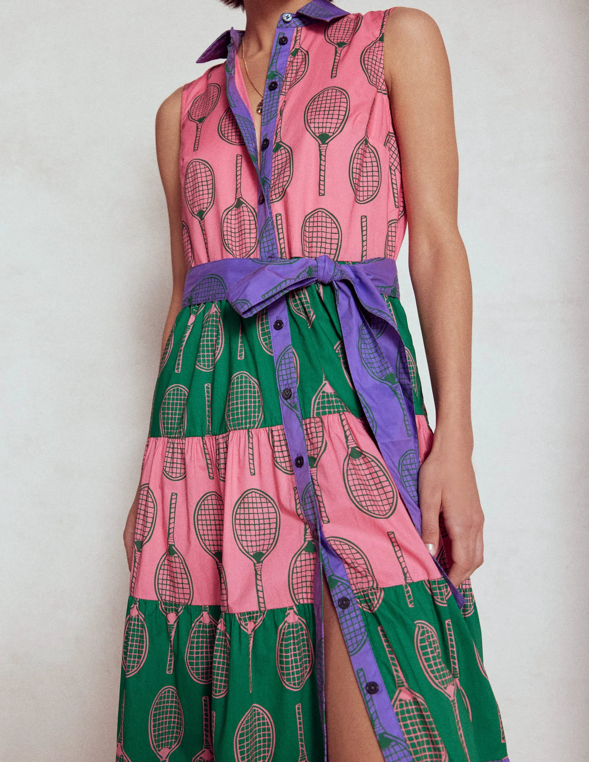 Multi Tiered Shirt Dress-Multi, Tennis
