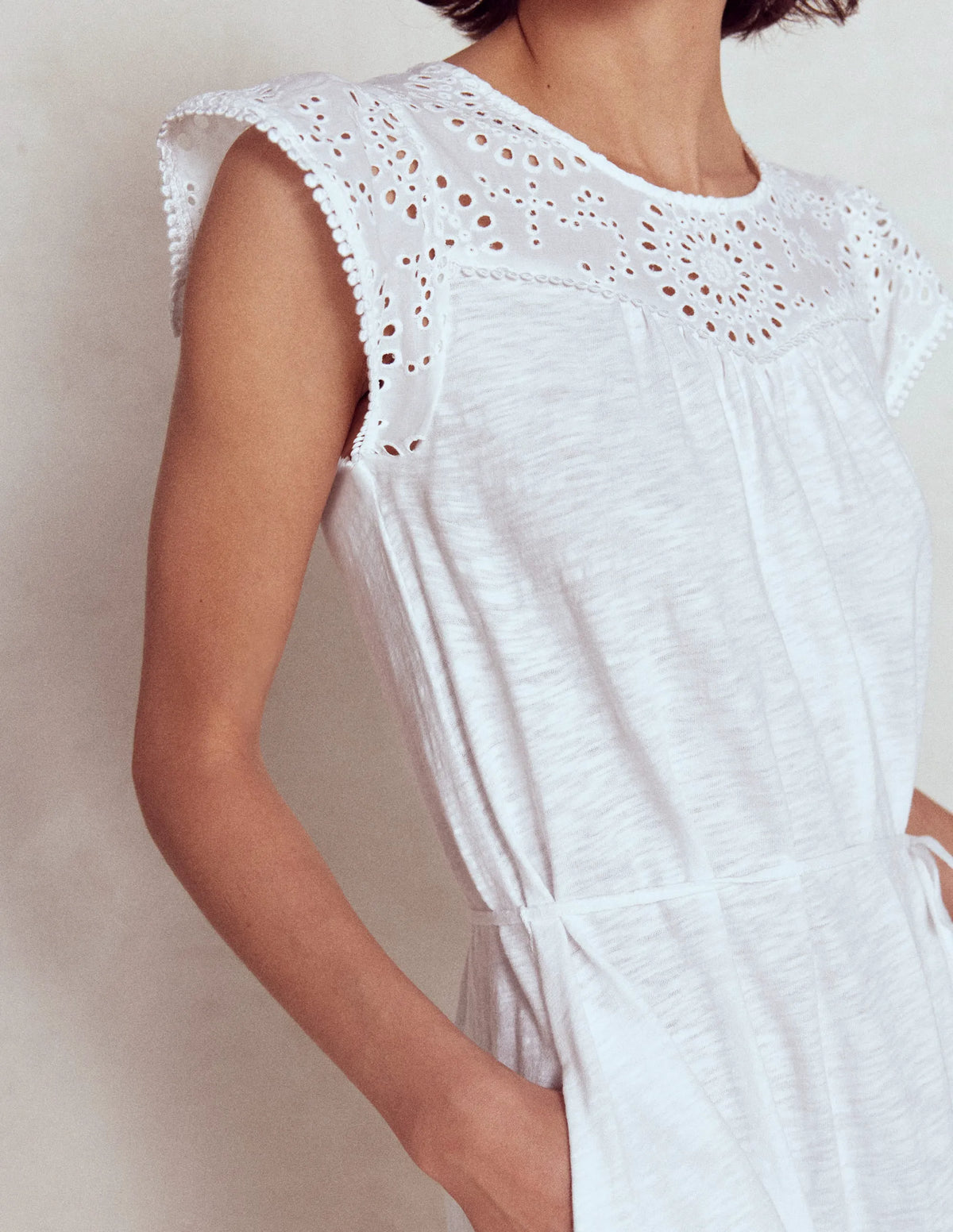 Juliet Broderie Midi Dress-White
