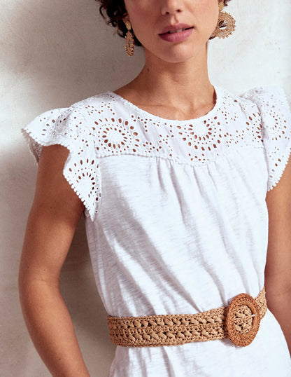 Juliet Broderie Midi Dress-White