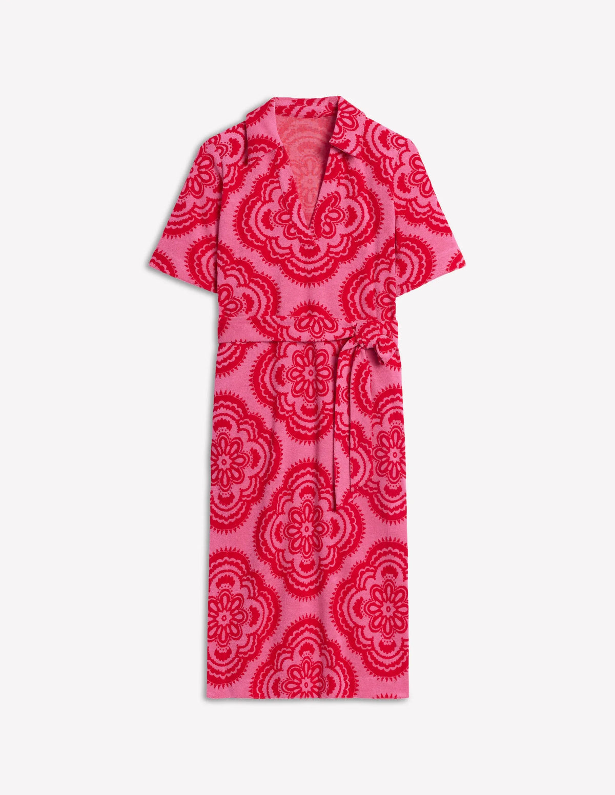 Collared Notch Towel Dress-Pink Rose, Botanic Blush