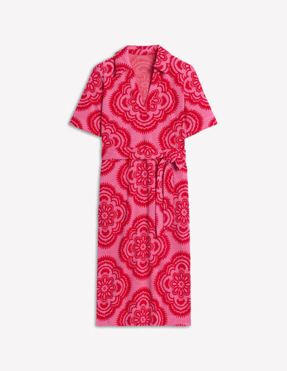 Collared Notch Towel Dress-Pink Rose, Botanic Blush