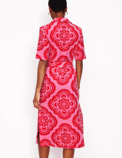 Collared Notch Towel Dress-Pink Rose, Botanic Blush