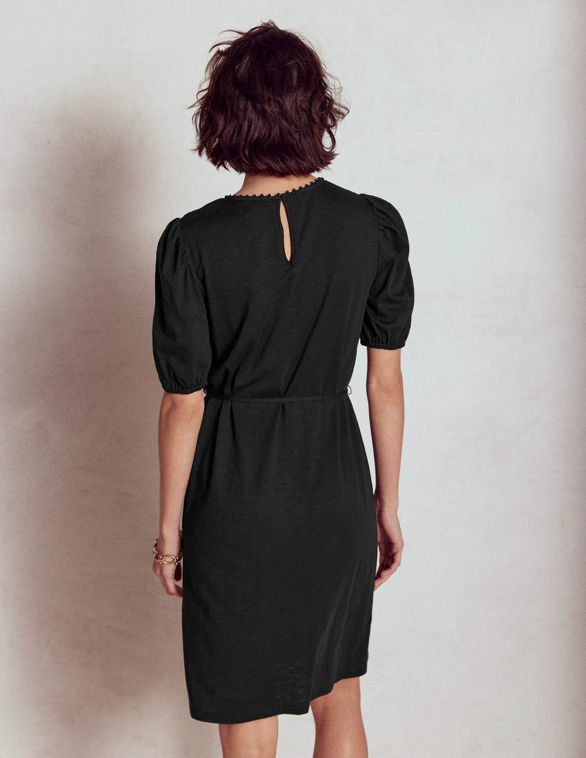 Cutwork Detail Short Dress-Black