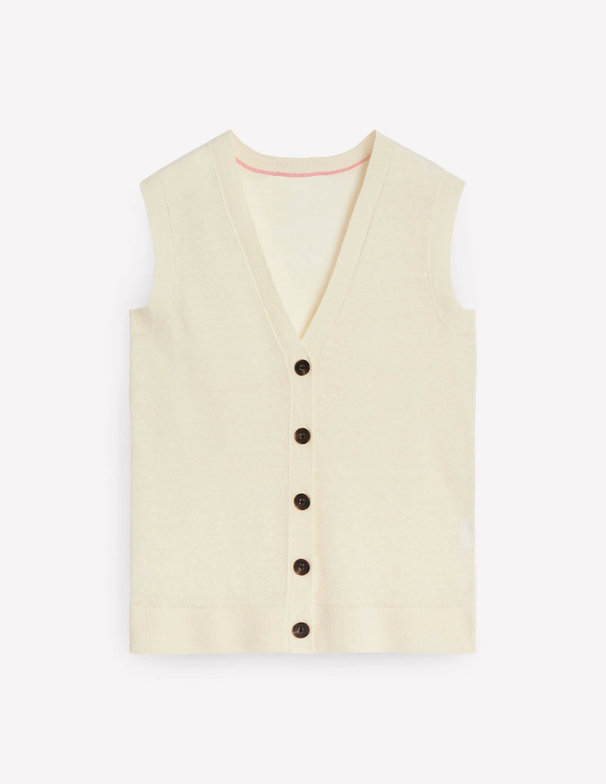 V-Neck Linen Waistcoat-Warm Ivory