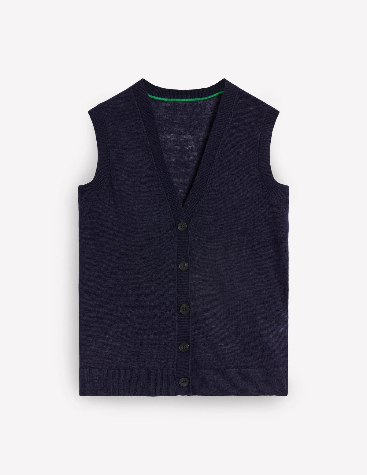 V-Neck Linen Waistcoat-Navy
