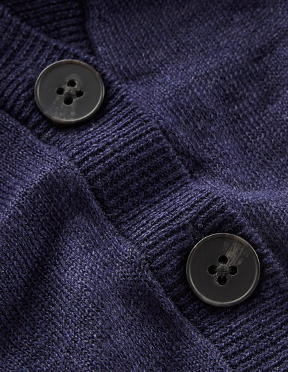 V-Neck Linen Waistcoat-Navy