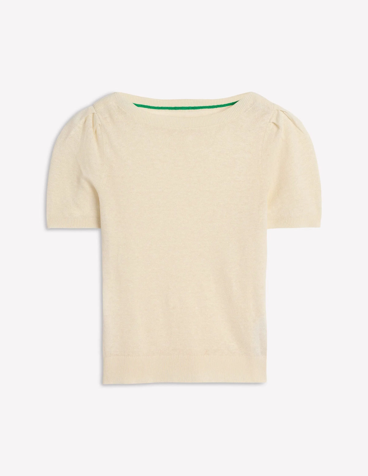 Liv Boat Neck Linen T-Shirt-Warm Ivory